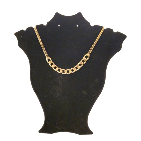 Bold Curb Double Gold-tone Chain Necklace - Picture 1 of 8